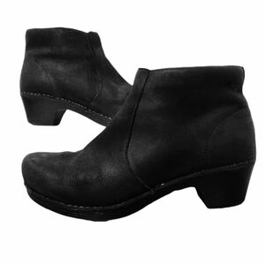Dansko Black Suede Leather Ankle Zip Boots Size 40